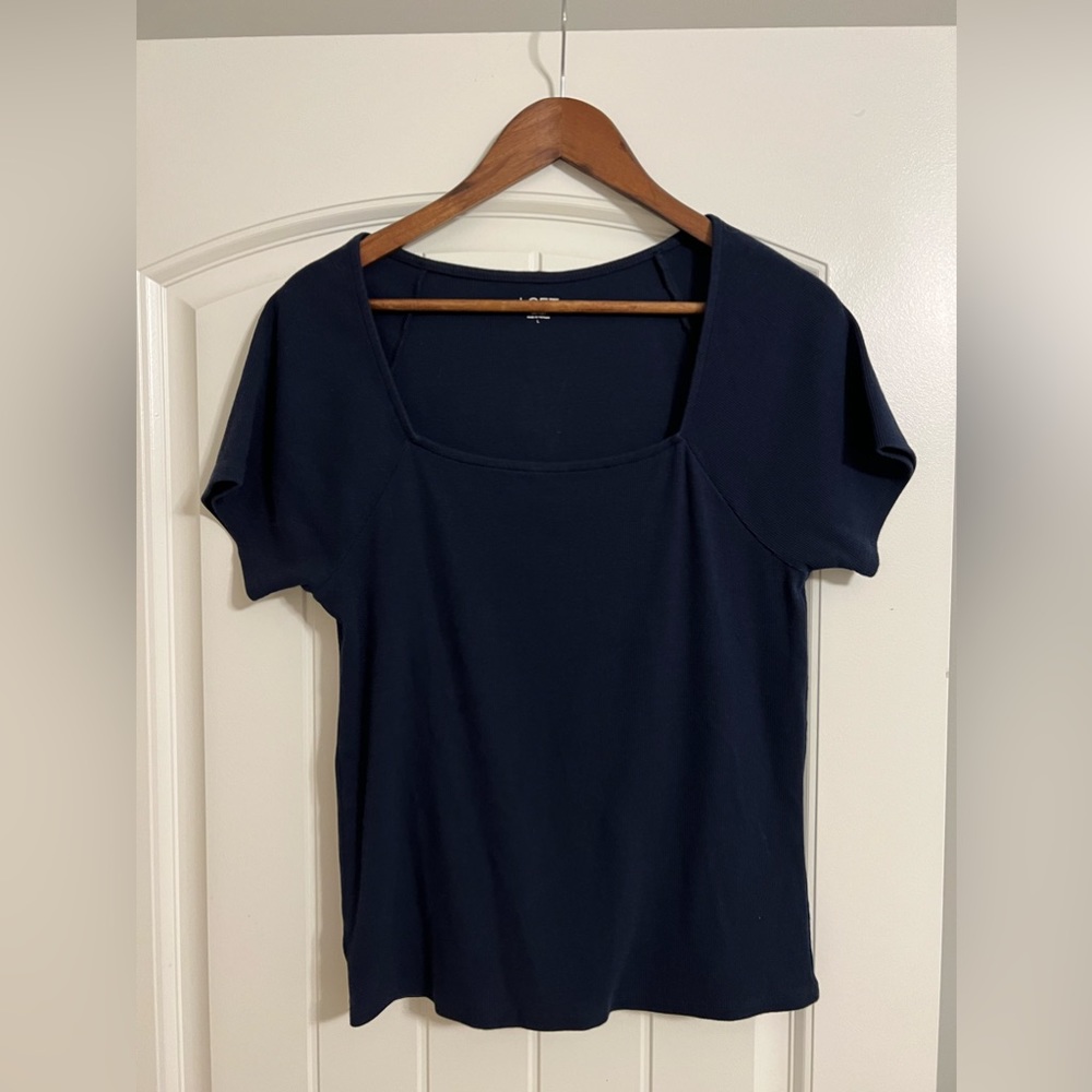 LOFT, square neck tee, ribbed, size L